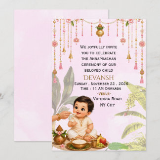Invitation modifiable pour la cérémonie du riz ind
