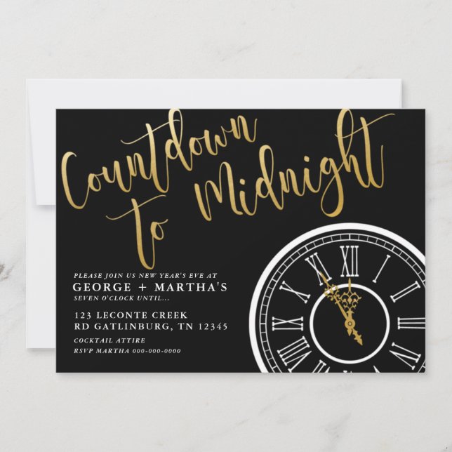 Invitation modifiable pour la soirée du Nouvel An (Devant)