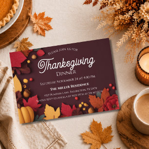 Invitation modifiable pour le dîner de Thanksgivin