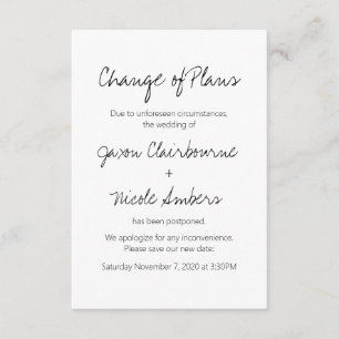 Invitation Modification des plans Replanifier le Mariage phot