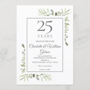 Invitation Modifier la date 25e anniversaire d'argent de la v