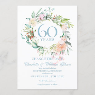 Invitation Modifier la date 60e anniversaire Rose Garland