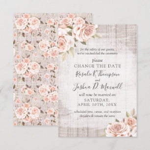Invitation Modifier La Date Du Reprogrammé Mariage Rustic Ros