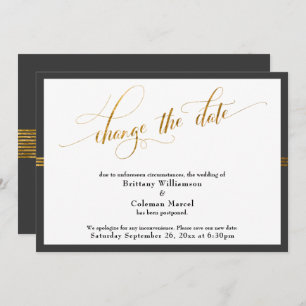 Invitation Modifier la date Elegant Dark Grey Gold Stripe Car