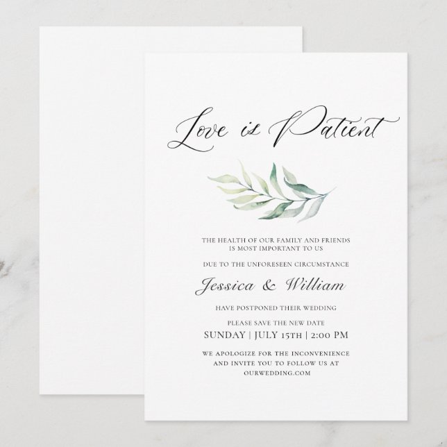 Invitation Modifier la date L'amour est l'aquarelle du patien (Devant / Derrière)
