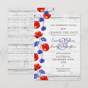 Invitation Modifier La Date Rustique Poppy Floral Mariage Car