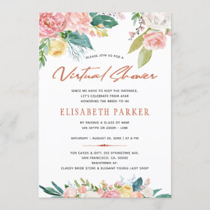 Invitation Modifier les plans nuptiale rose floral douche vir