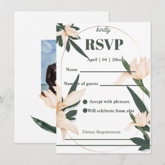 Invitation Modren blush pink floral Circle RSVP Card