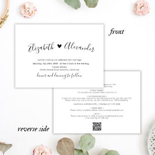 Invitation Moins de script Heart All in One QR Code Mariage