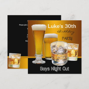 Invitation Mois 30e anniversaire de fête Boissons Beer Boys N