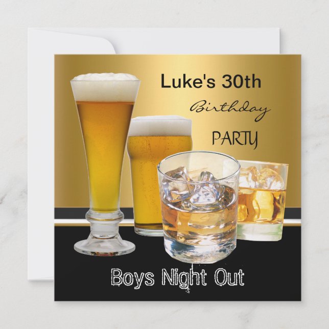 Invitation Mois 30e anniversaire de fête Boissons Beer Boys N (Devant)