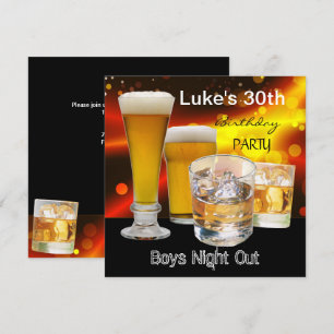 Invitation Mois 30e anniversaire de fête Boissons Beer Boys N