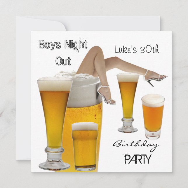 Invitation Mois 30e fête d'anniversaire Beer Boys Jambes de n (Devant)