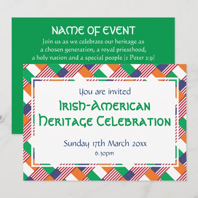 Invitation MOIS DU PATRIMOINE IRLANDAIS-AMÉRICAIN Célébration (Devant / Derrière)
