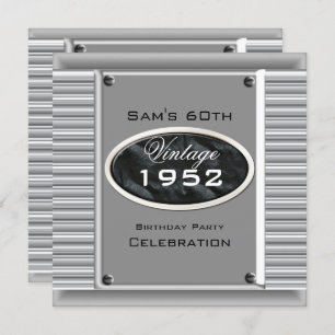 Invitation Mois Vintage 60e anniversaire noir d'argent