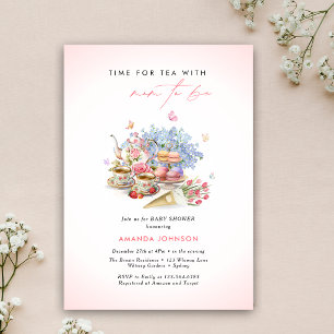 Invitation Moment du bouquet de tasses à thé papillon baby sh