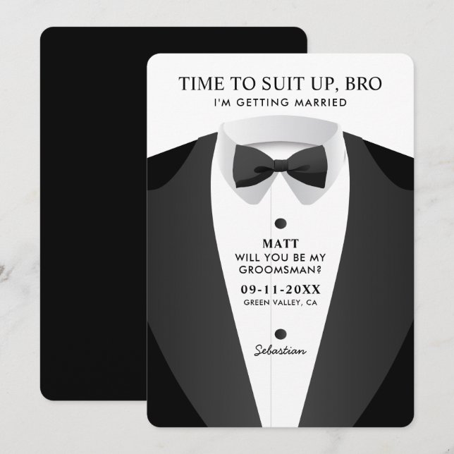 Invitation Moment Moderne Pour Se Préparer Frère Garçon D'Hon (Devant / Derrière)
