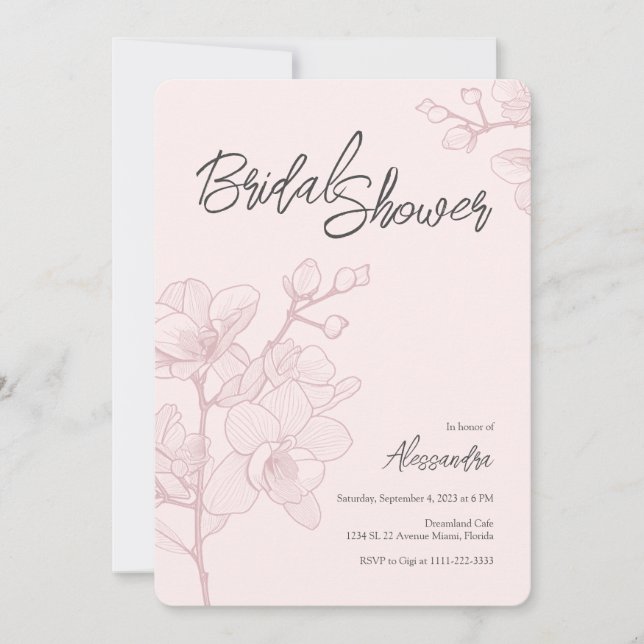 Invitation Moments d'orchidée rose | FÊTE DES MARIÉES MARIAGE (Devant)