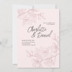 Invitation Moments d'orchidée rose MARIAGE