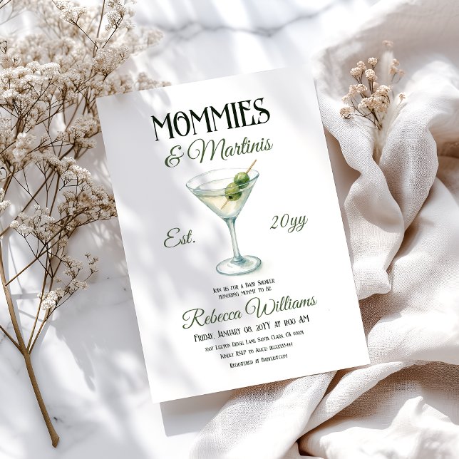 Invitation Momies et Martini A Tini Un Baby shower d'olive (Créateur téléchargé)