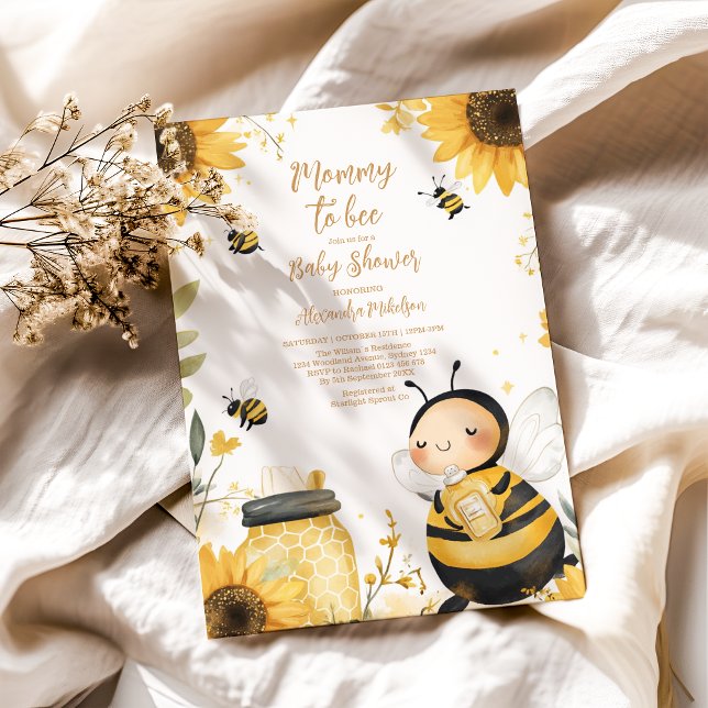 Invitation Mommy to Bee Baby shower Floral (Créateur téléchargé)