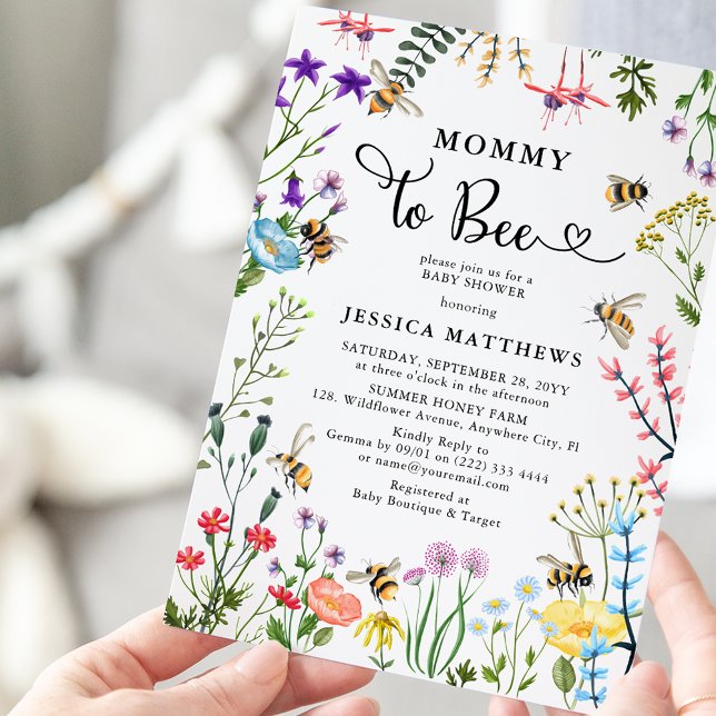Invitation Mommy to Bee Fleur sauvage & BumbleBee Baby shower (Créateur téléchargé)