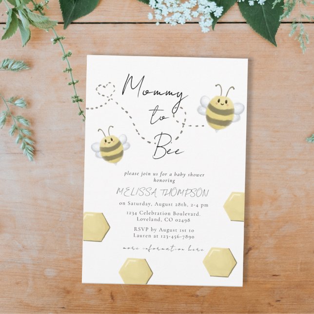 Invitation Mommy to Bee Honeycomb Baby shower neutre entre le (Créateur téléchargé)