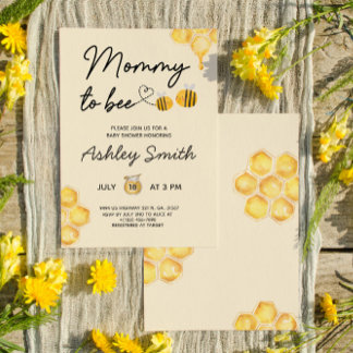 Invitation Mommy To Bete Yellow Aquarelle Baby shower