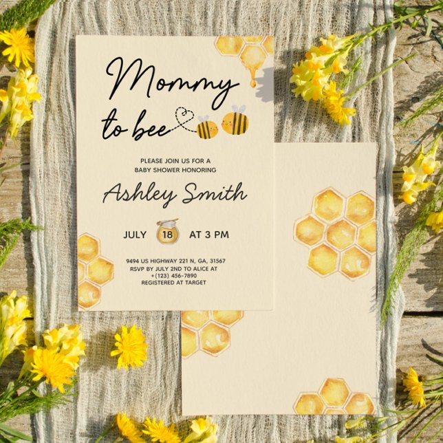 Invitation Mommy To Bete Yellow Aquarelle Baby shower (Créateur téléchargé)