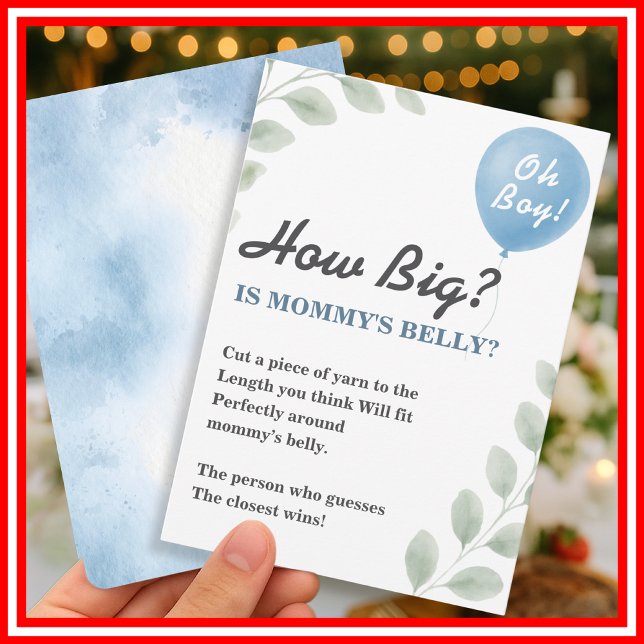 Invitation Mommys Belly Baby shower Jeu Balloon Eucalyptus (Créateur téléchargé)