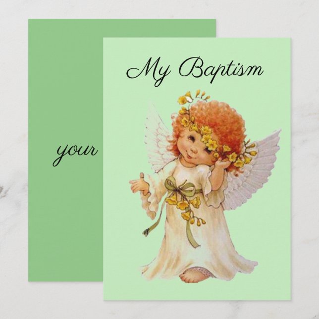 Invitation Mon ange baptême (Devant / Derrière)