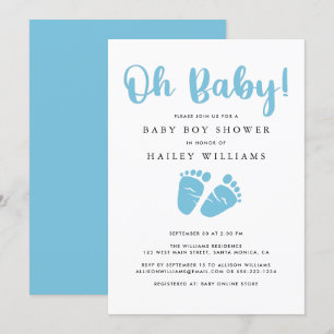 Invitation Mon bébé   Baby Feet Boy Baby shower bleu