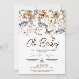 Invitation Mon bébé, Baby shower d'automne, Papillon, Foliage