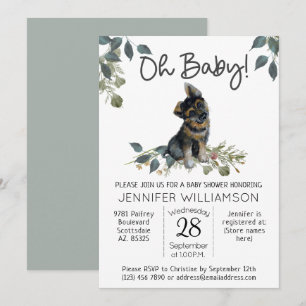 Invitation Mon bébé ! Baby shower de chien moderne berger all
