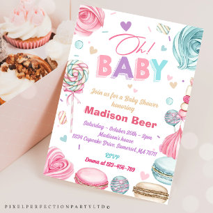 Invitation Mon bébé ! Baby shower des filles saupoudrées de D