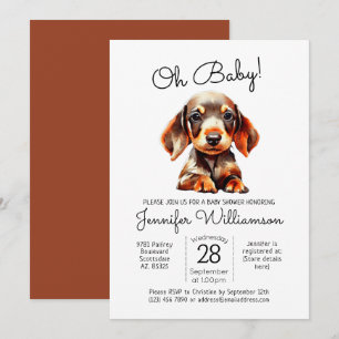 Invitation Mon bébé ! Baby shower en terre cuite de chien coq