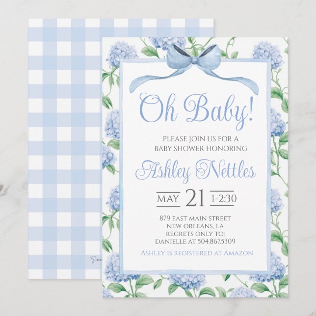 Invitation Mon bébé ! Baby shower garçon (Devant / Derrière)