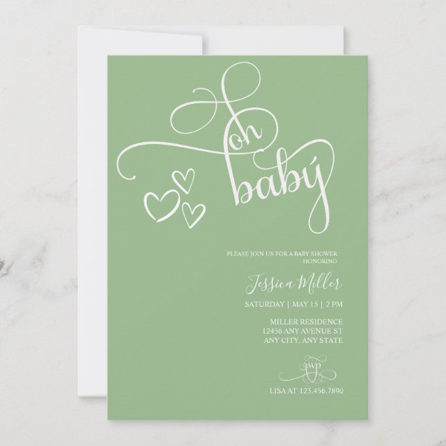Invitation Mon bébé | Baby shower photo neutre pour les femme (Devant)