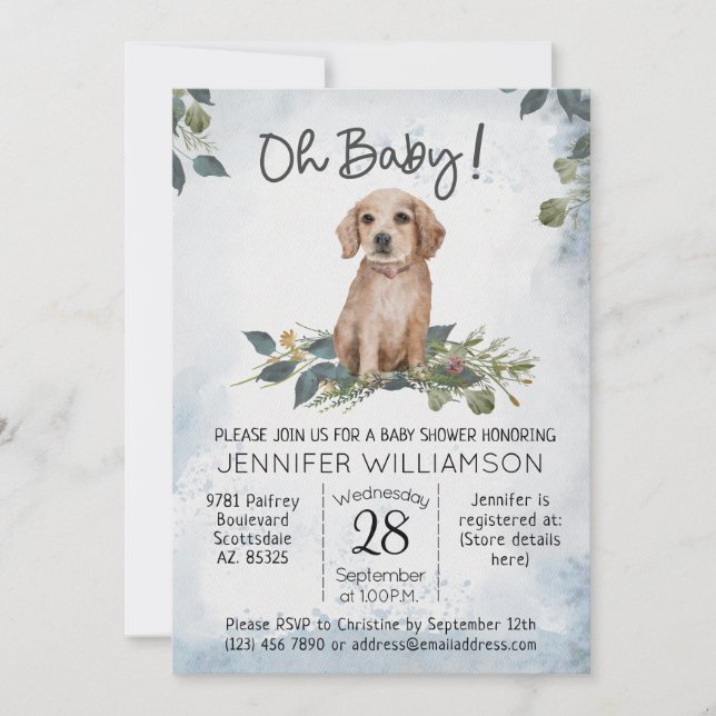 Invitation Mon bébé ! Baby shower Retriever Chien Chien Chien (Devant)