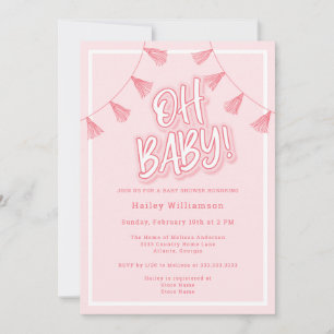 Invitation Mon bébé Baby shower rose