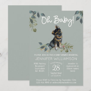 Invitation Mon bébé ! Chien Baby shower berger allemand Sage