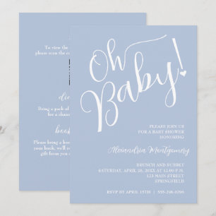 Invitation Mon bébé ! Code QR du Baby shower Garçon Bleu
