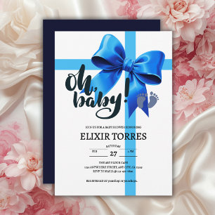 Invitation Mon bébé ! Élégant Baby shower bleu boue
