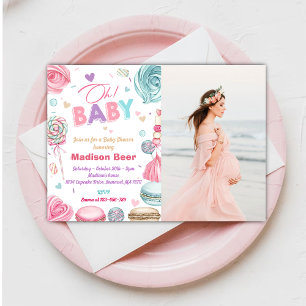 Invitation Mon bébé ! Photo Baby shower de filles aspergées d