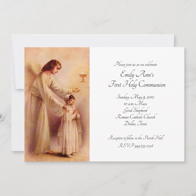 Invitation Mon Coeur Vous Perçoit Première Communion (Devant)