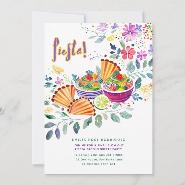 Invitation Mon Dernier thème de la fête de la Fiesta (Devant)