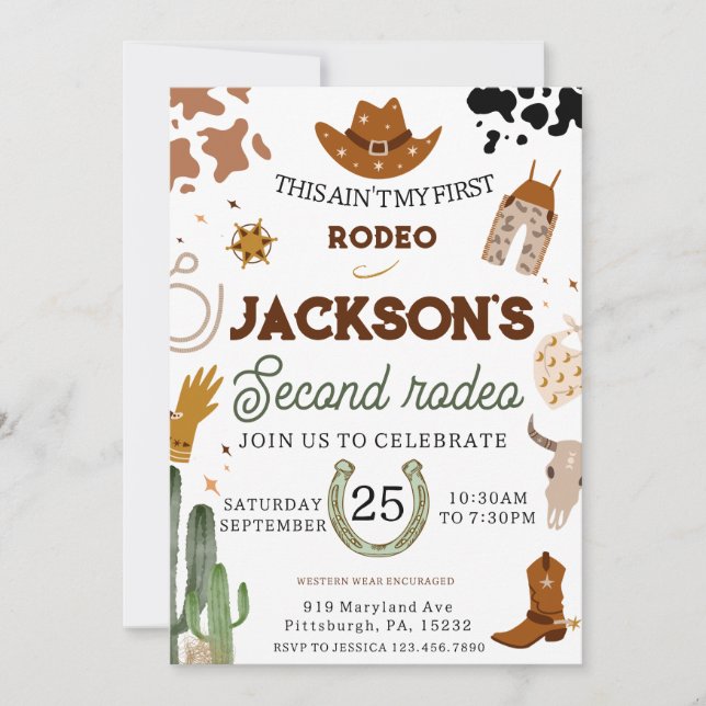 Invitation Mon deuxième rodéo Anniversaire Far West (Devant)