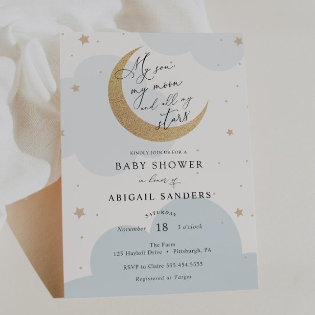 Invitation Mon fils, ma lune et tous mes Baby showers d'étoil (Créateur téléchargé)