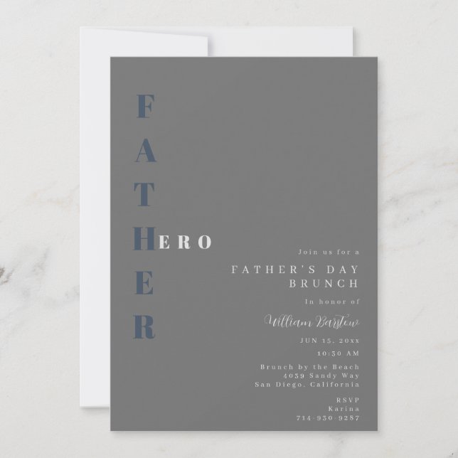 Invitation Mon père, ma Fête des pères de héros (Devant)