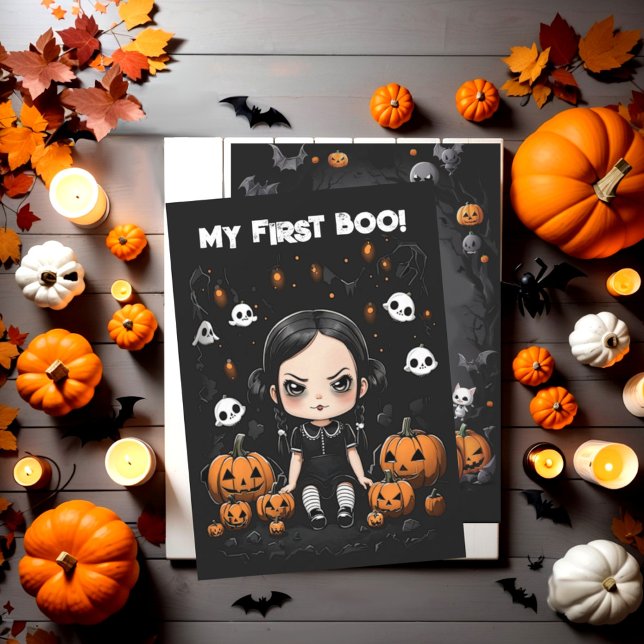 Invitation Mon premier Halloween Mon premier Boo (Halloween cute spooky little  Wednesday my first halloween party invitation.)